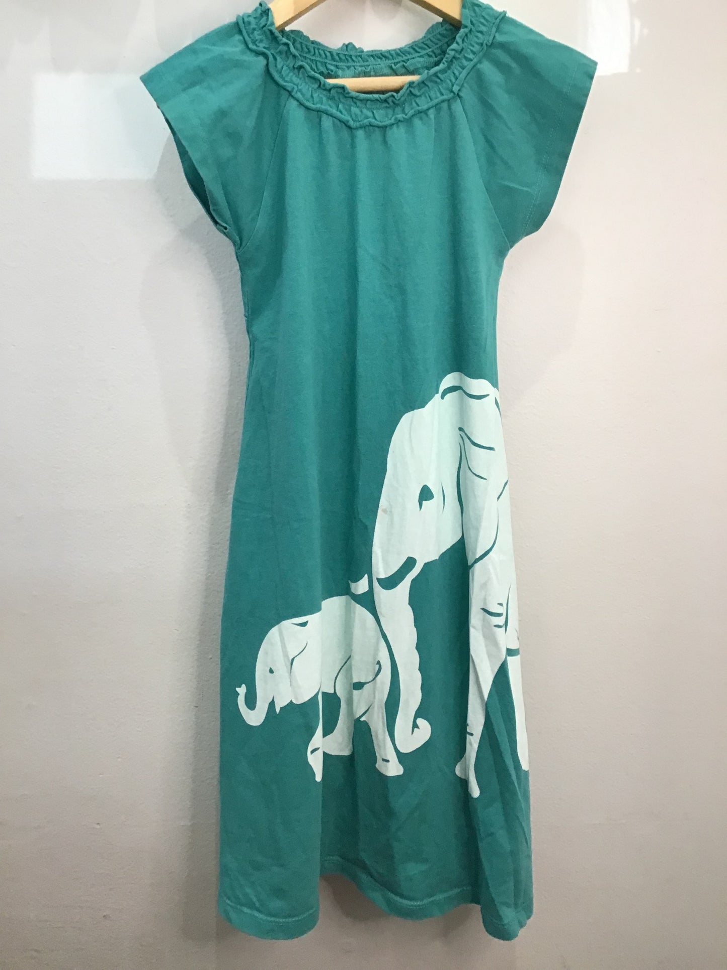 lounge dress elephants organic cotton 5-6y