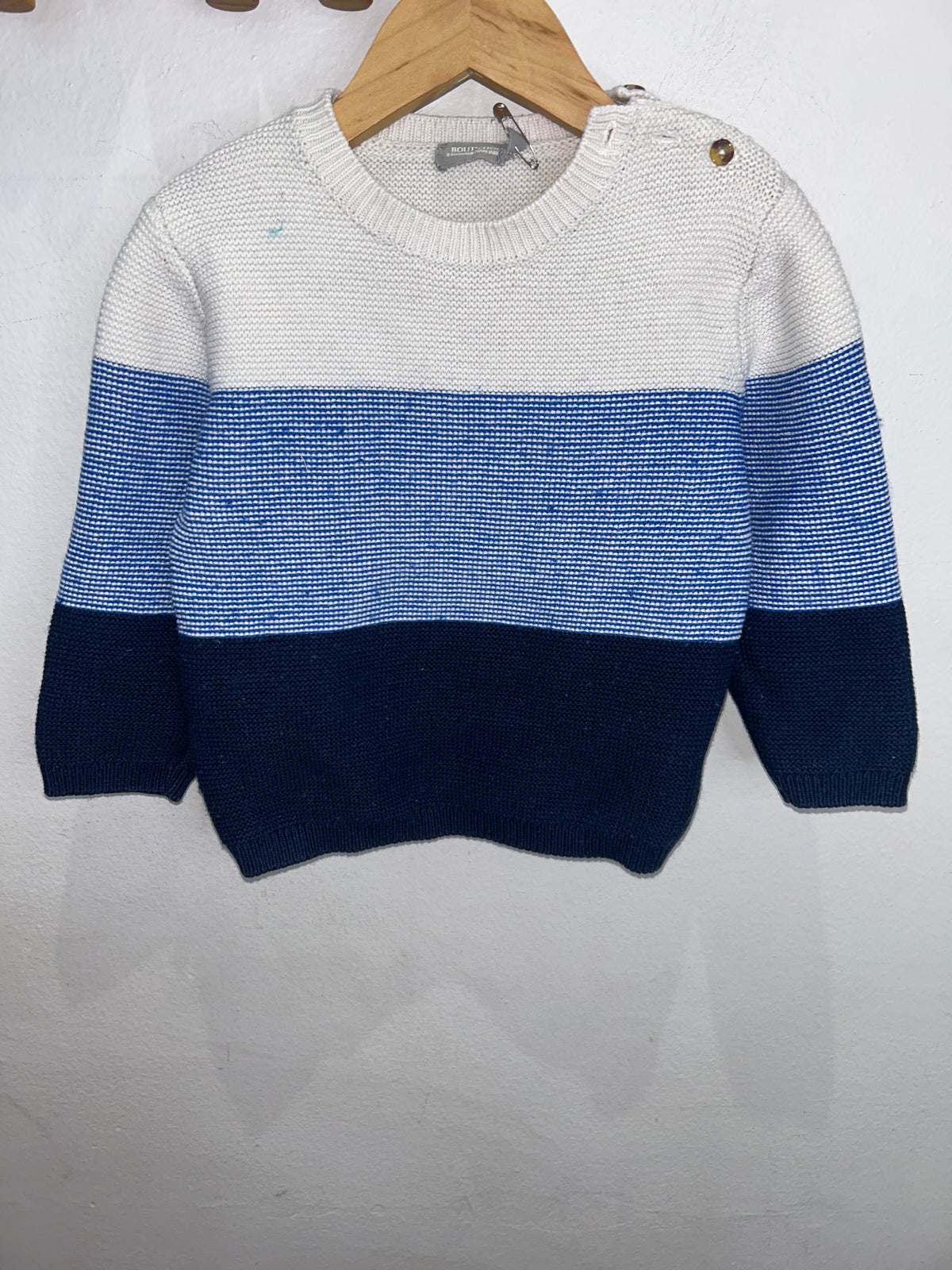 Bout'chou blue tri-colour sweater 3y