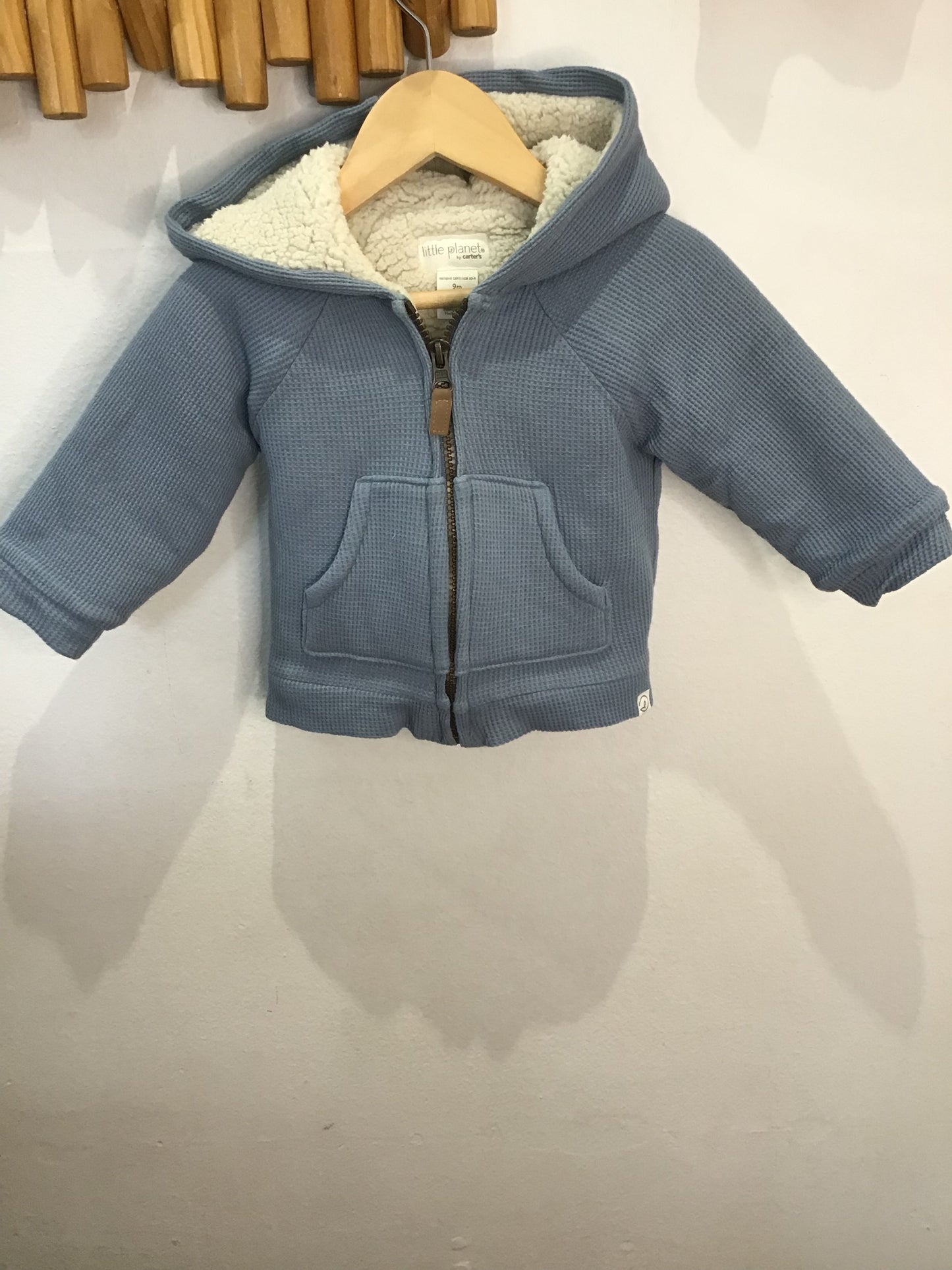 Blue waffle furry sweatshirt 9m