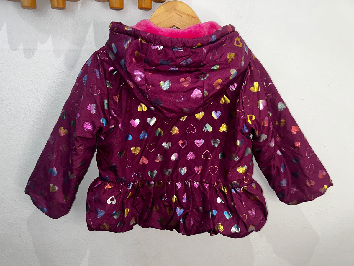 Sparkly purple fleece lined jacket 2y