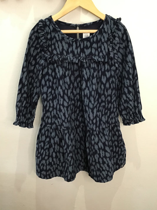 Blue print corduroy dress 4y