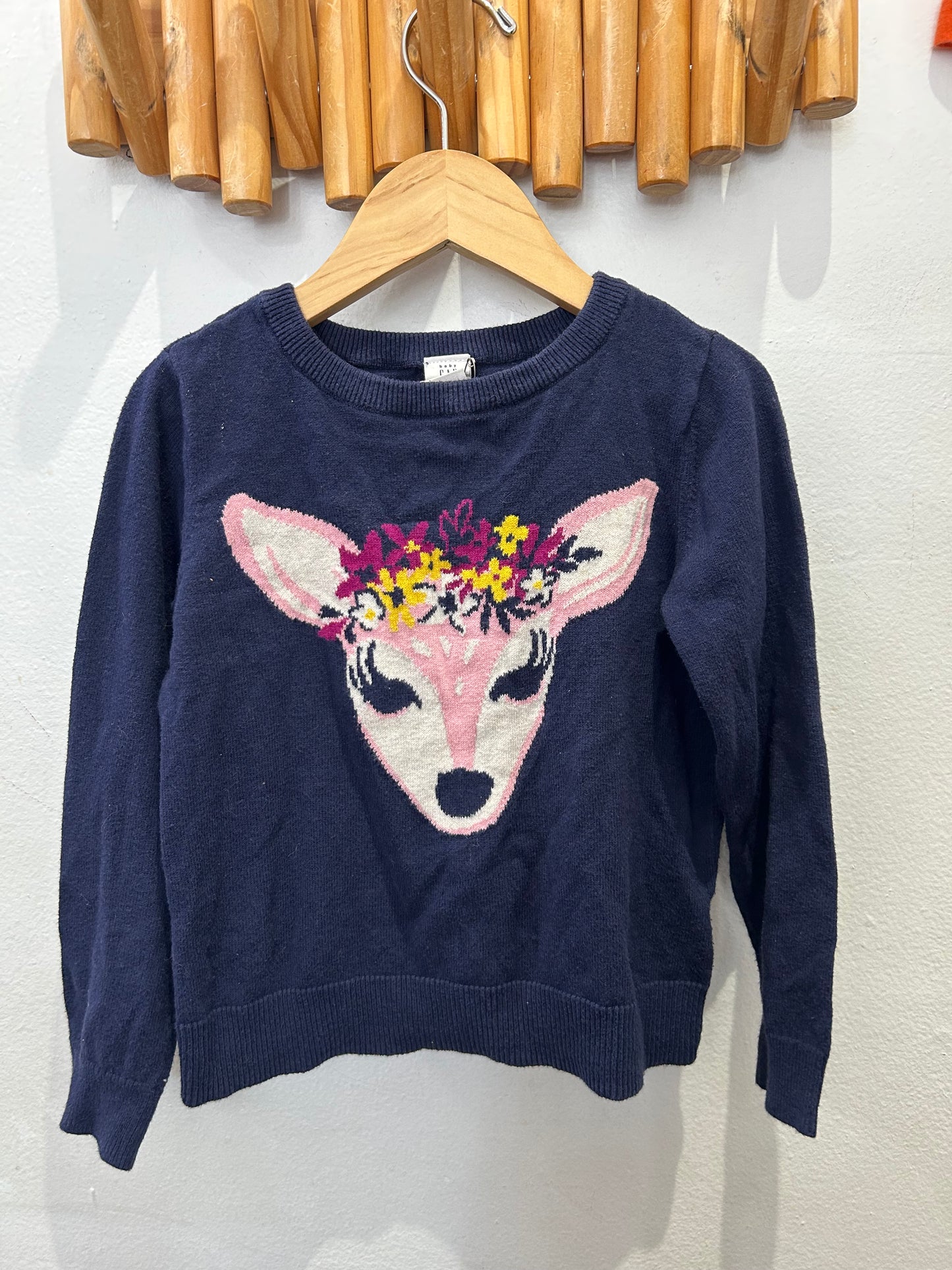 Flower crown deer sweater 5y