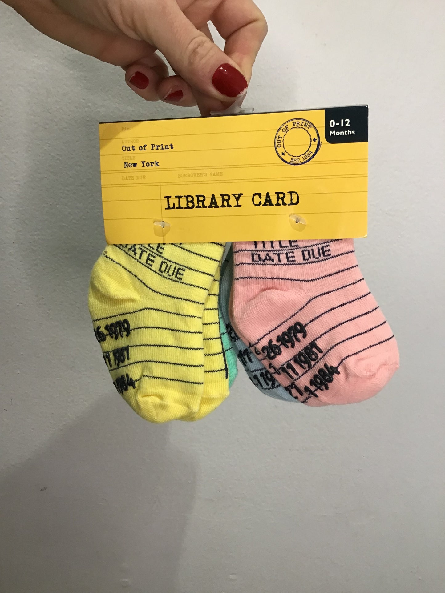 Library Card 4-pack socks set 0-12m NEW