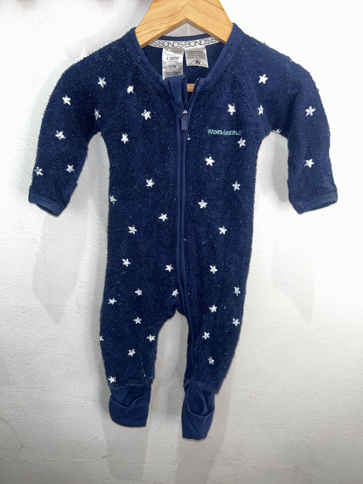 Blue terry wondersuit 0-3m*