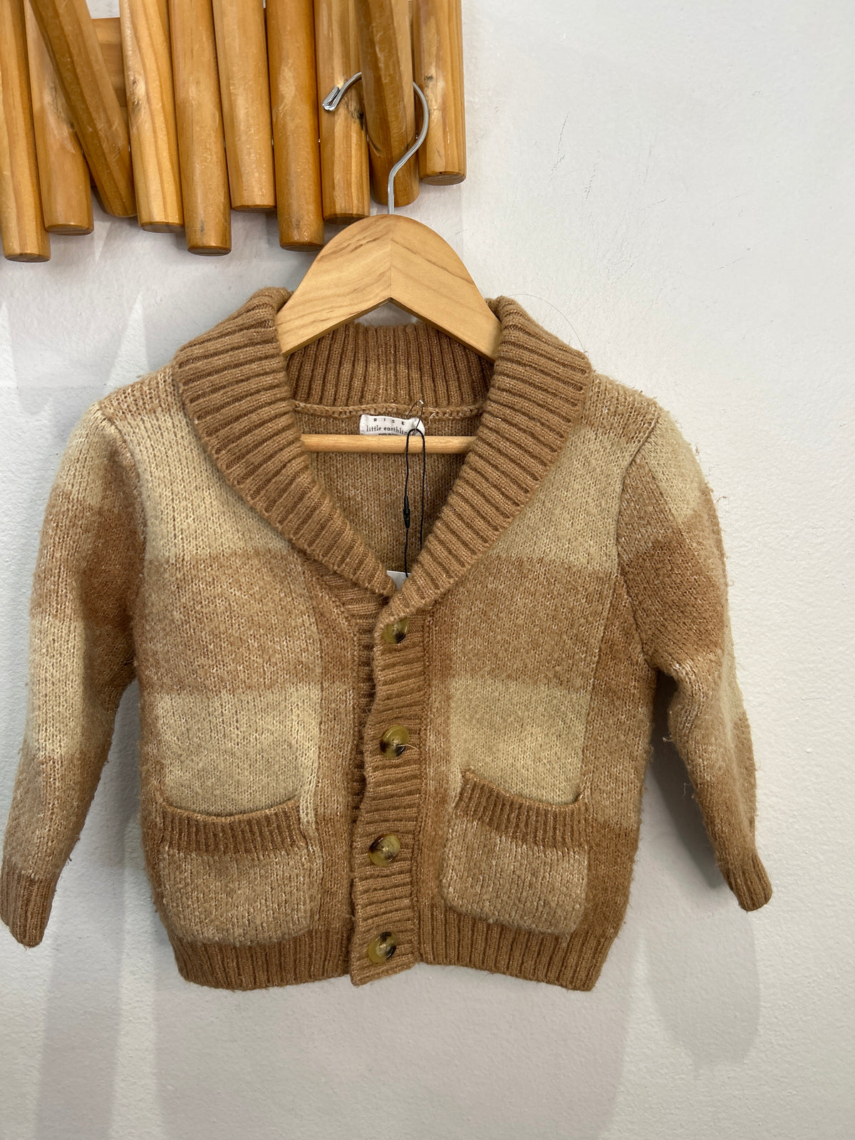 Brown checkered cardigan 18-24m