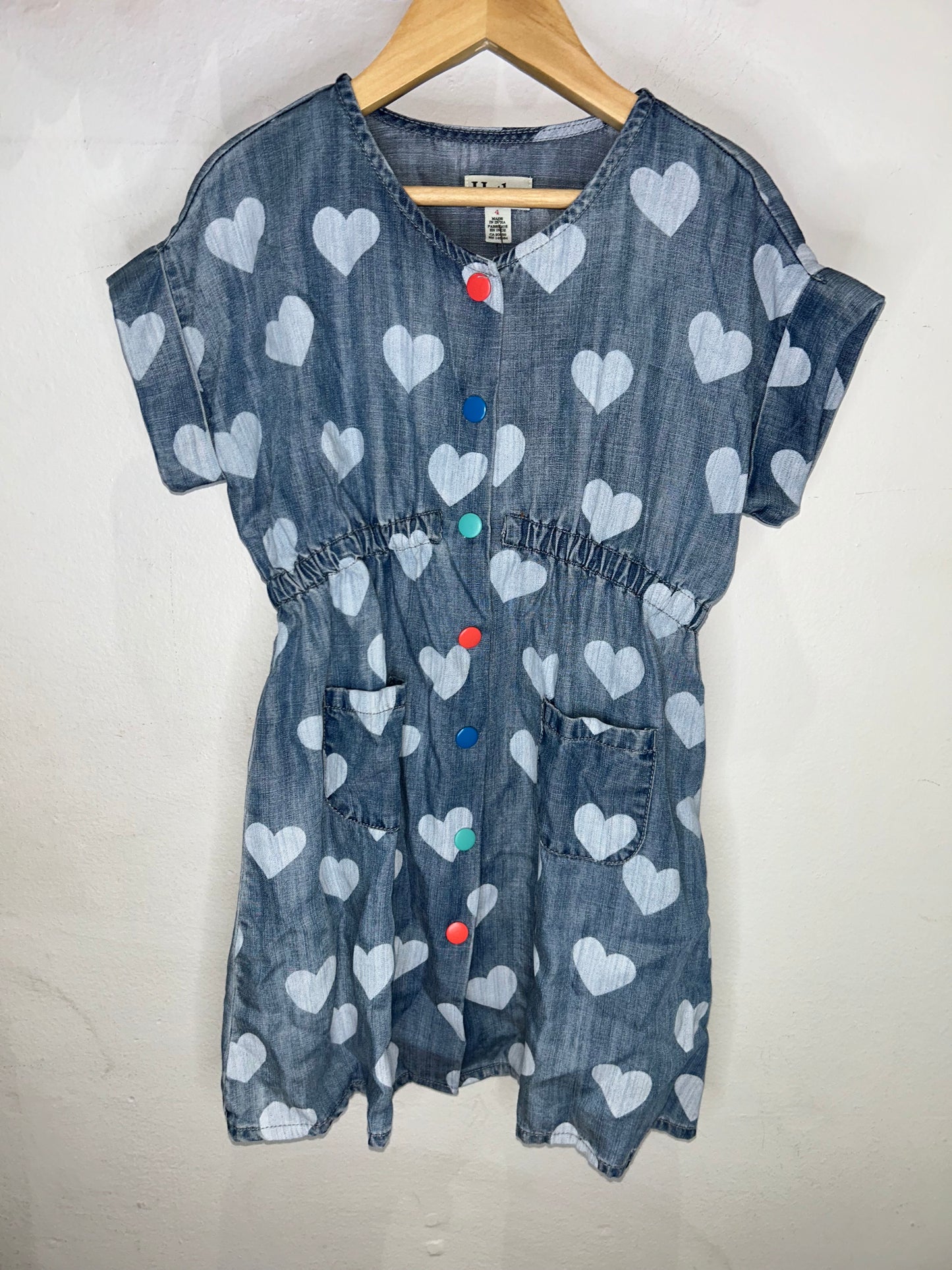 Hatley denim hearts dress 4y