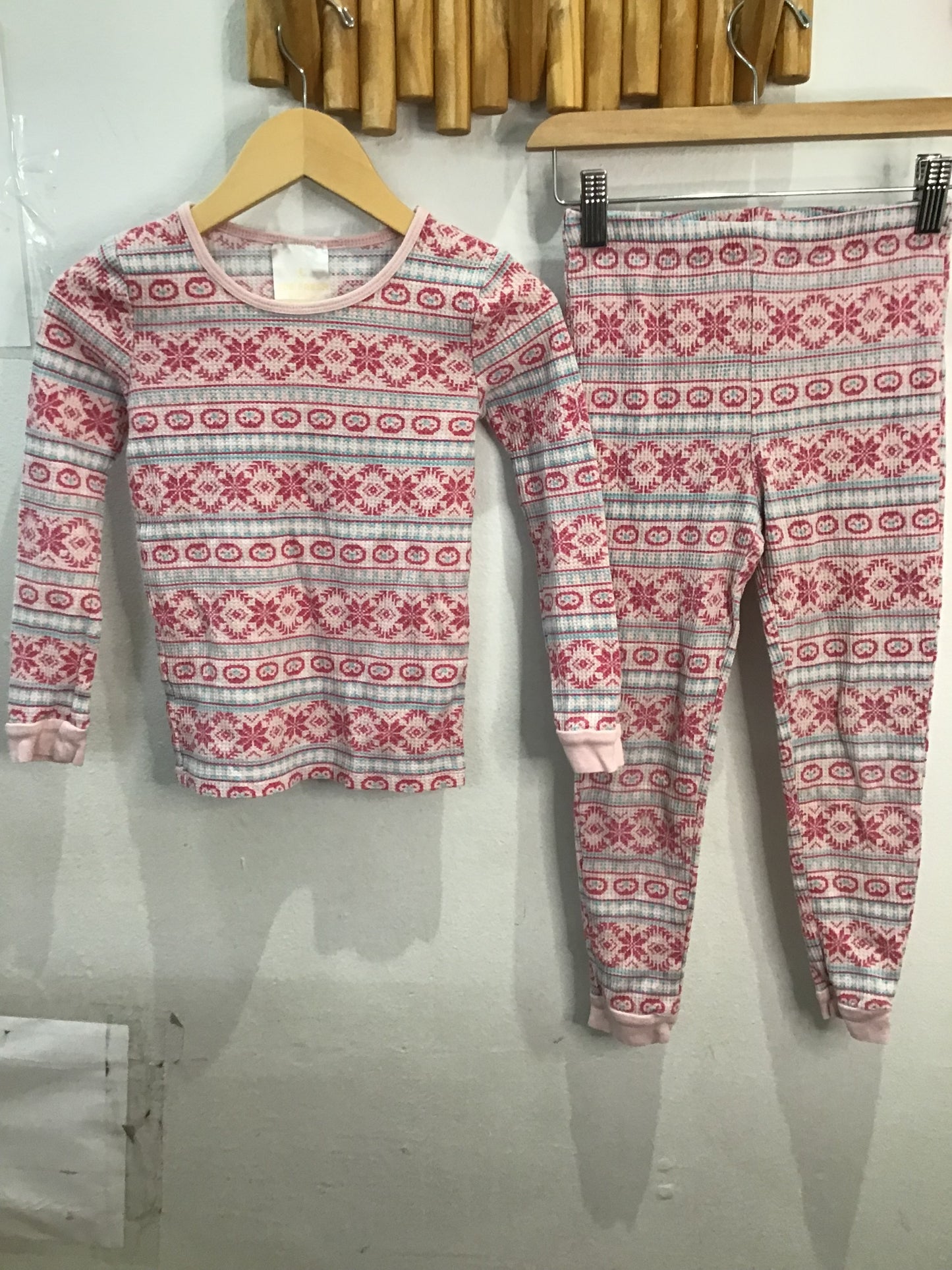 Pink print waffle pyjamas 5y
