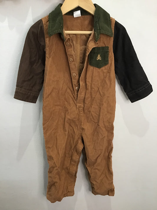 Brown corduroy romper 12-18m