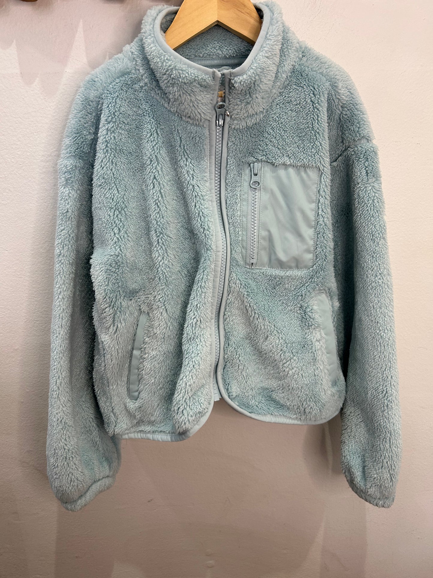 Blue furry zip-up 7-8y NEW