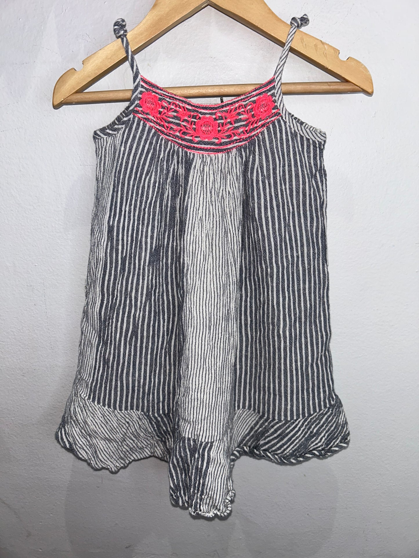 Striped embroidery detail dress 3y