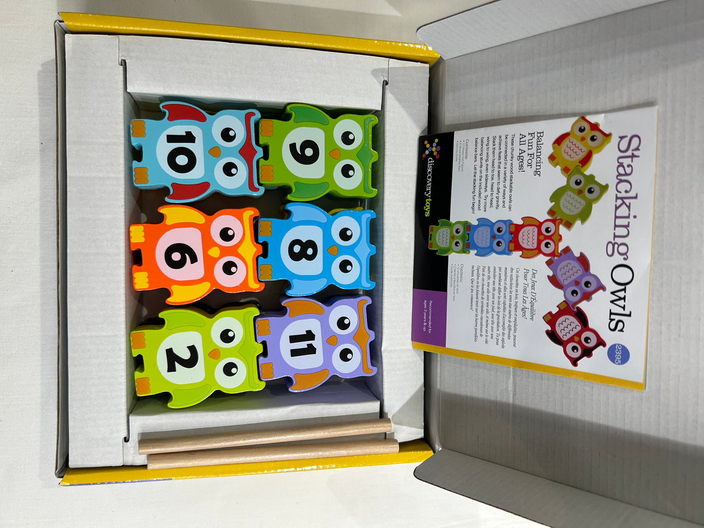 Stacking owls wooden game