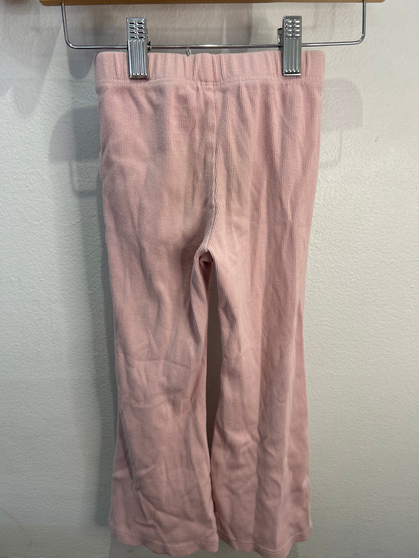 Pink ribbed flare leggings 4y