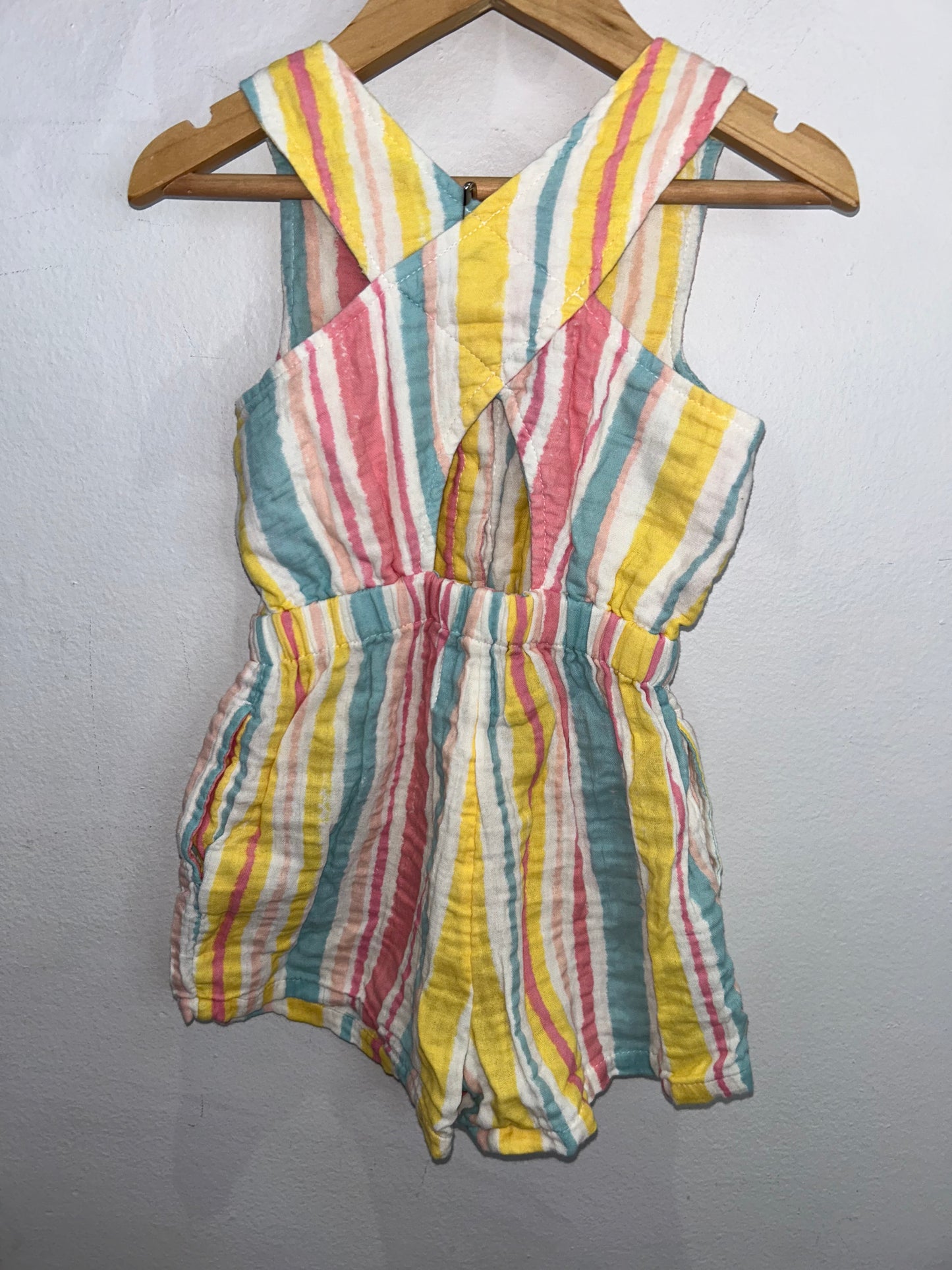 Vertical stripes shorty romper 2y