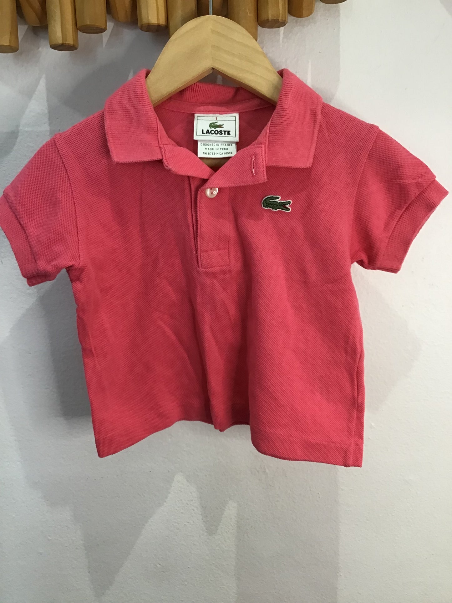 Tee Lacoste pink polo 12m