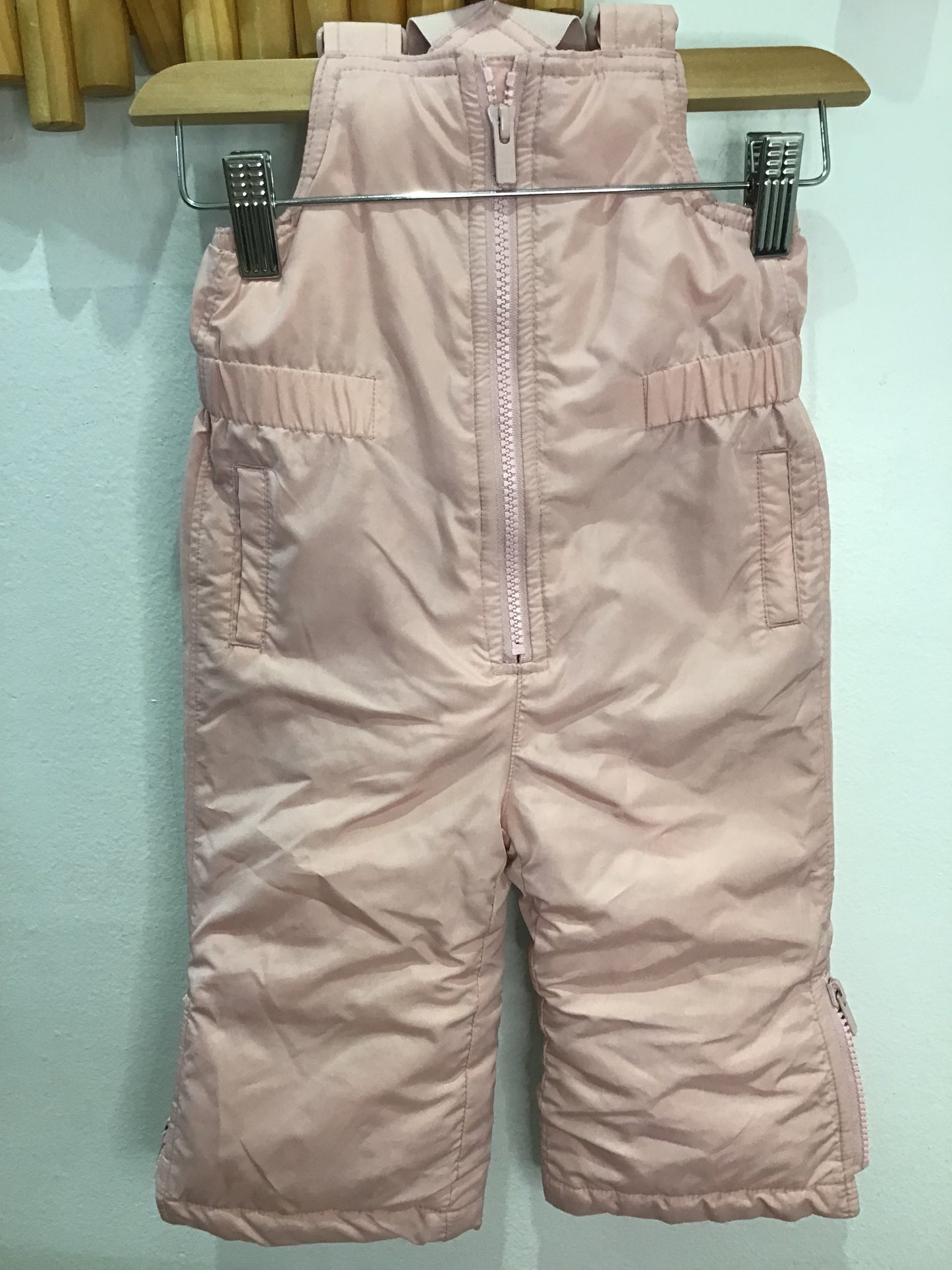 Pink bib snowpants 12-18m