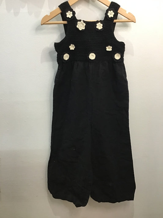 Crochet wide leg  linen romper 5y