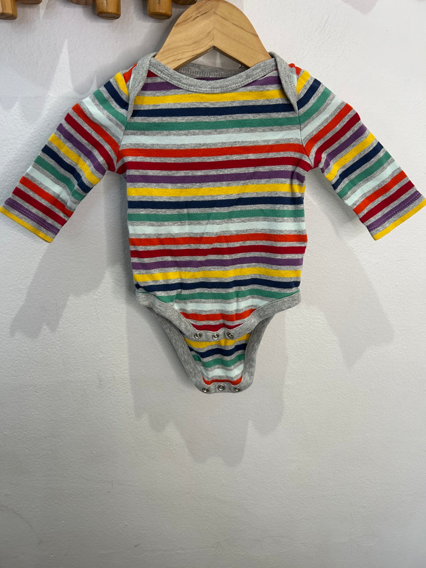 Colourful stripes grey onesie 0-3m