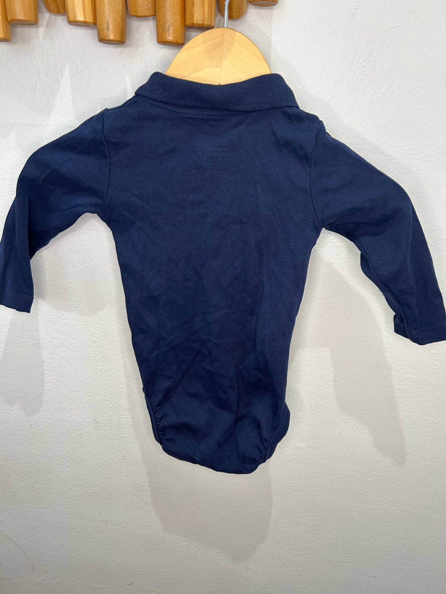 Blue polo onesie 4-6m