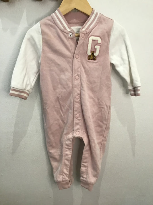 Pink bomber romper 6-12m