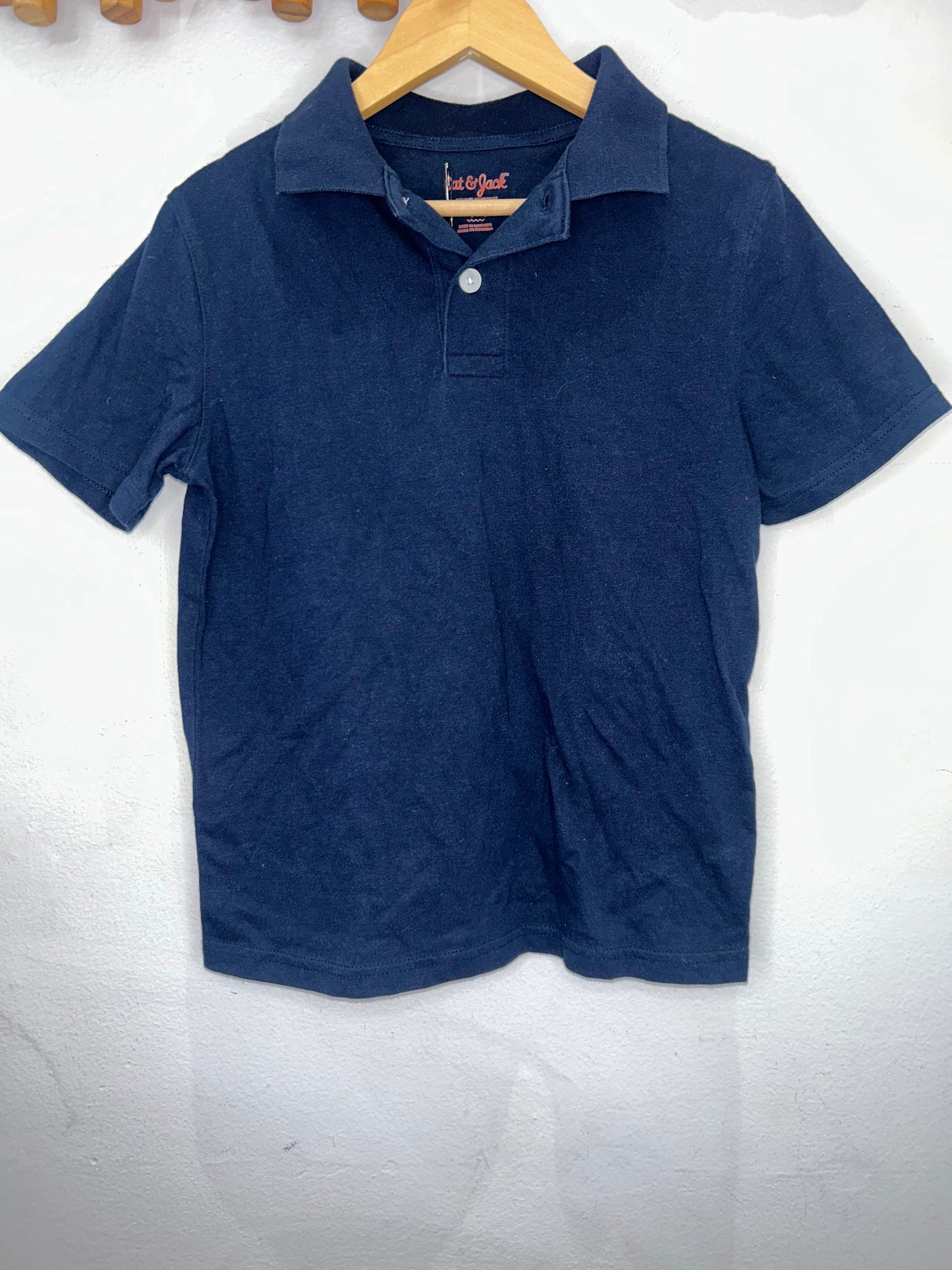 Navy cotton polo 6-7y
