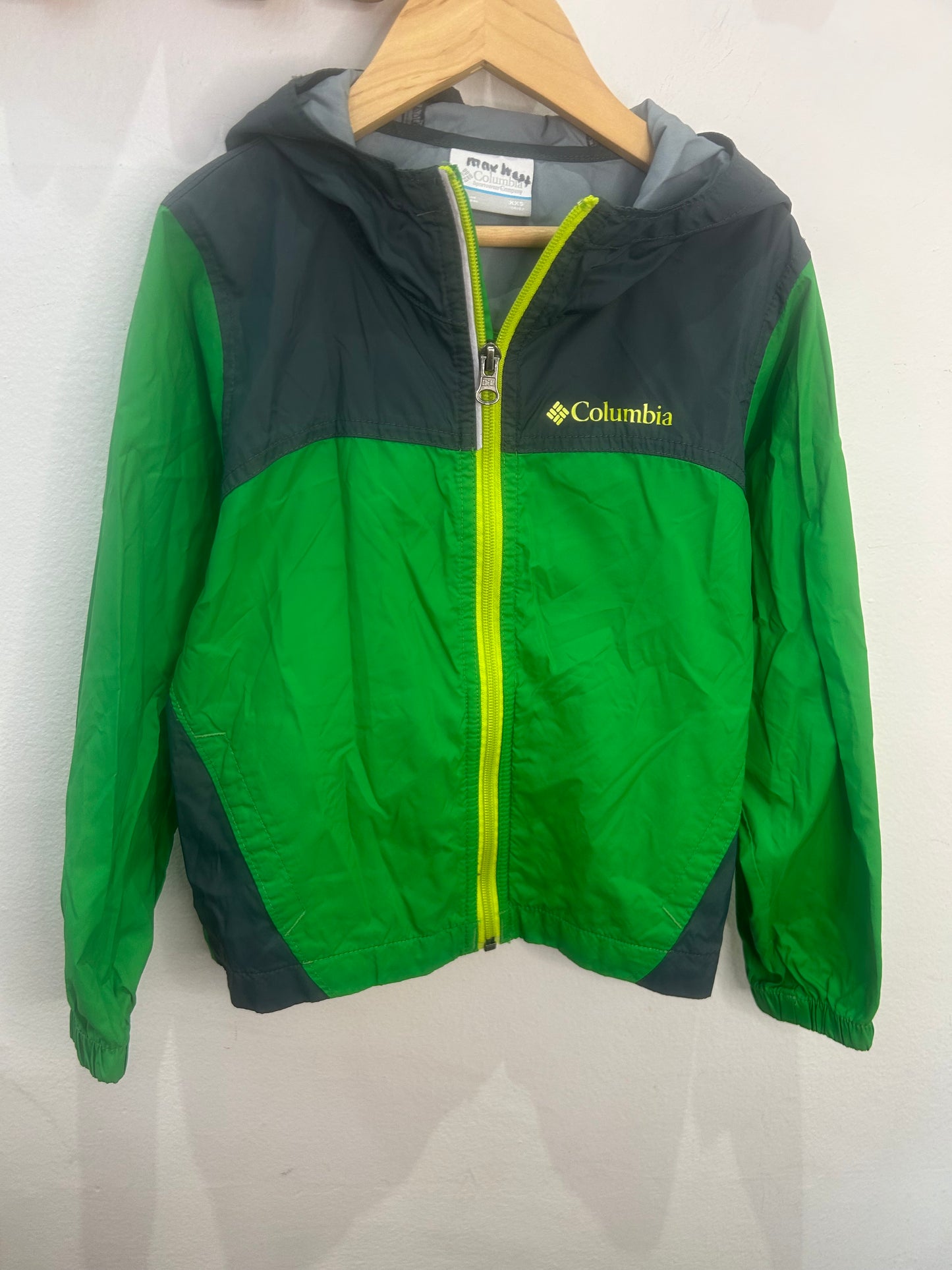 Columbia green rain jacket 4-5y