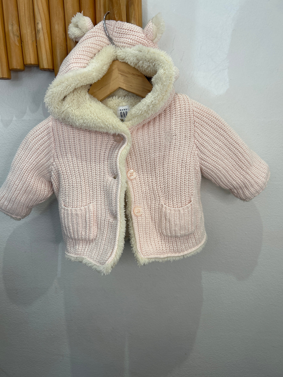 Furry lined pink cardigan 0-3m