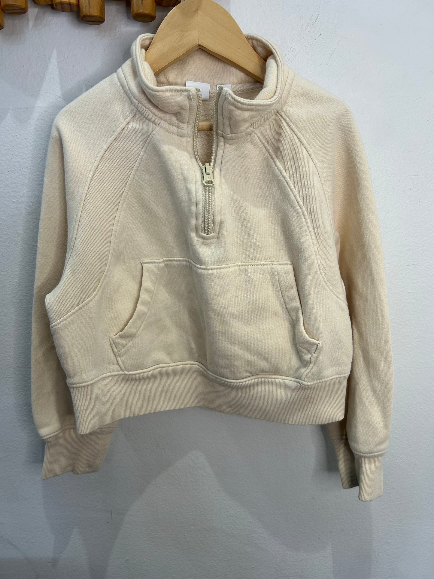 Cream cropped quarter zip 6-7y