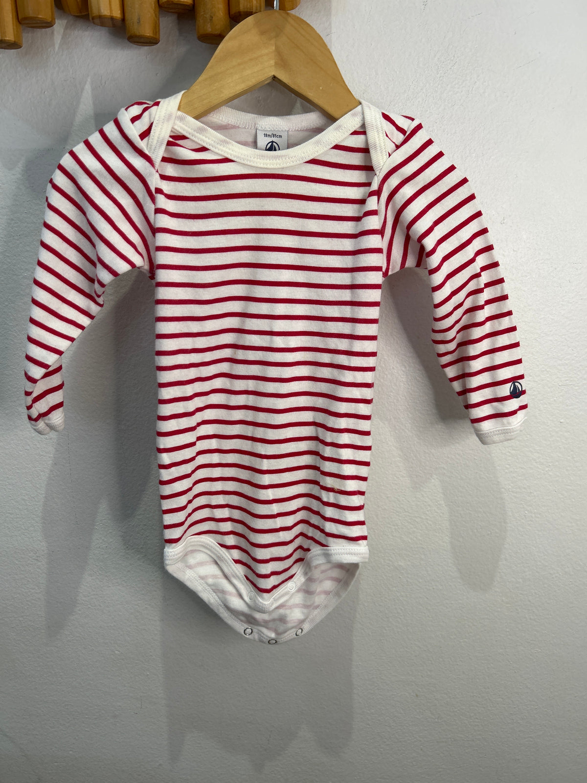 PB red stripe onesie 18m