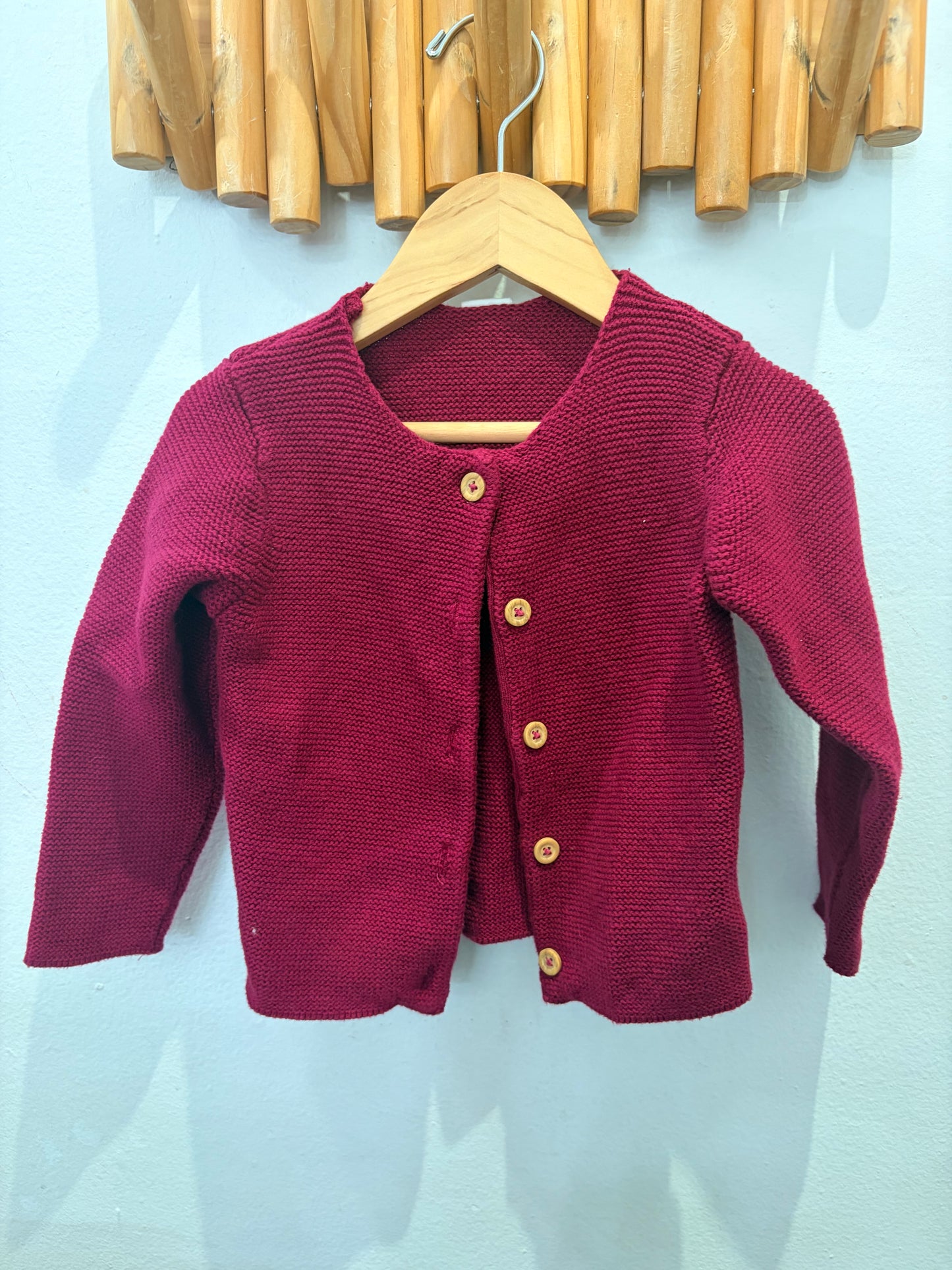 Maroon square knit cardigan 12-18m