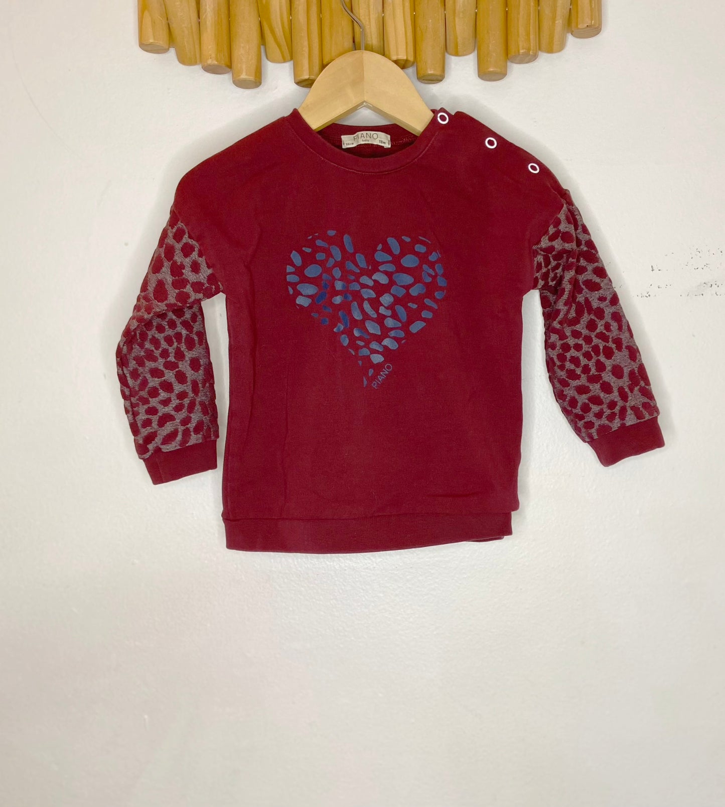 Maroon animal print pullover 18m
