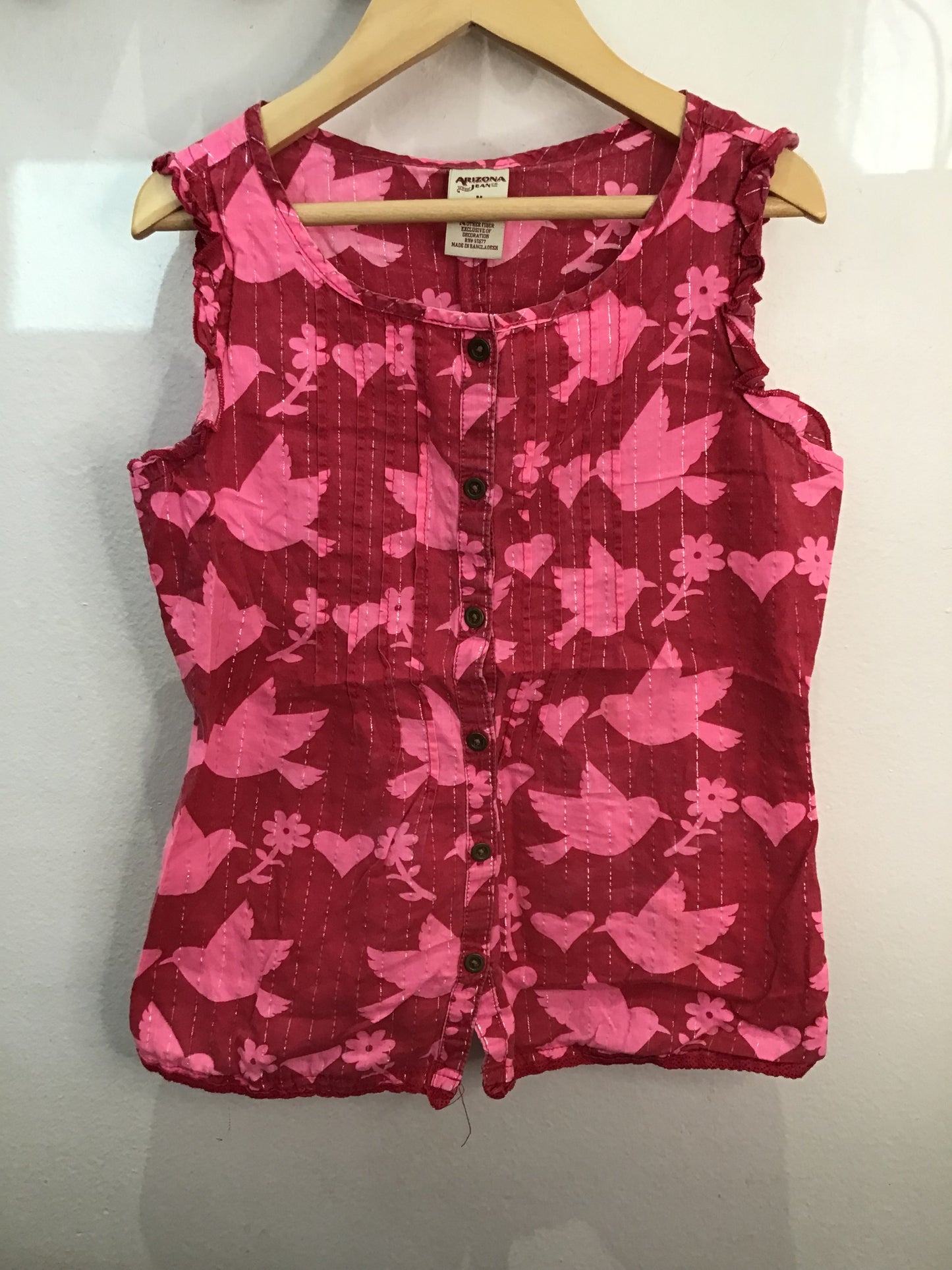 Tanktop blouse birds red 8y