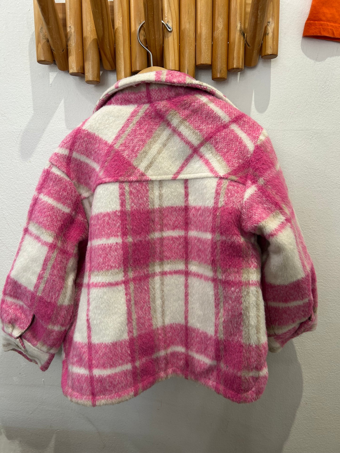 Pink checkered overshirt 3-4y