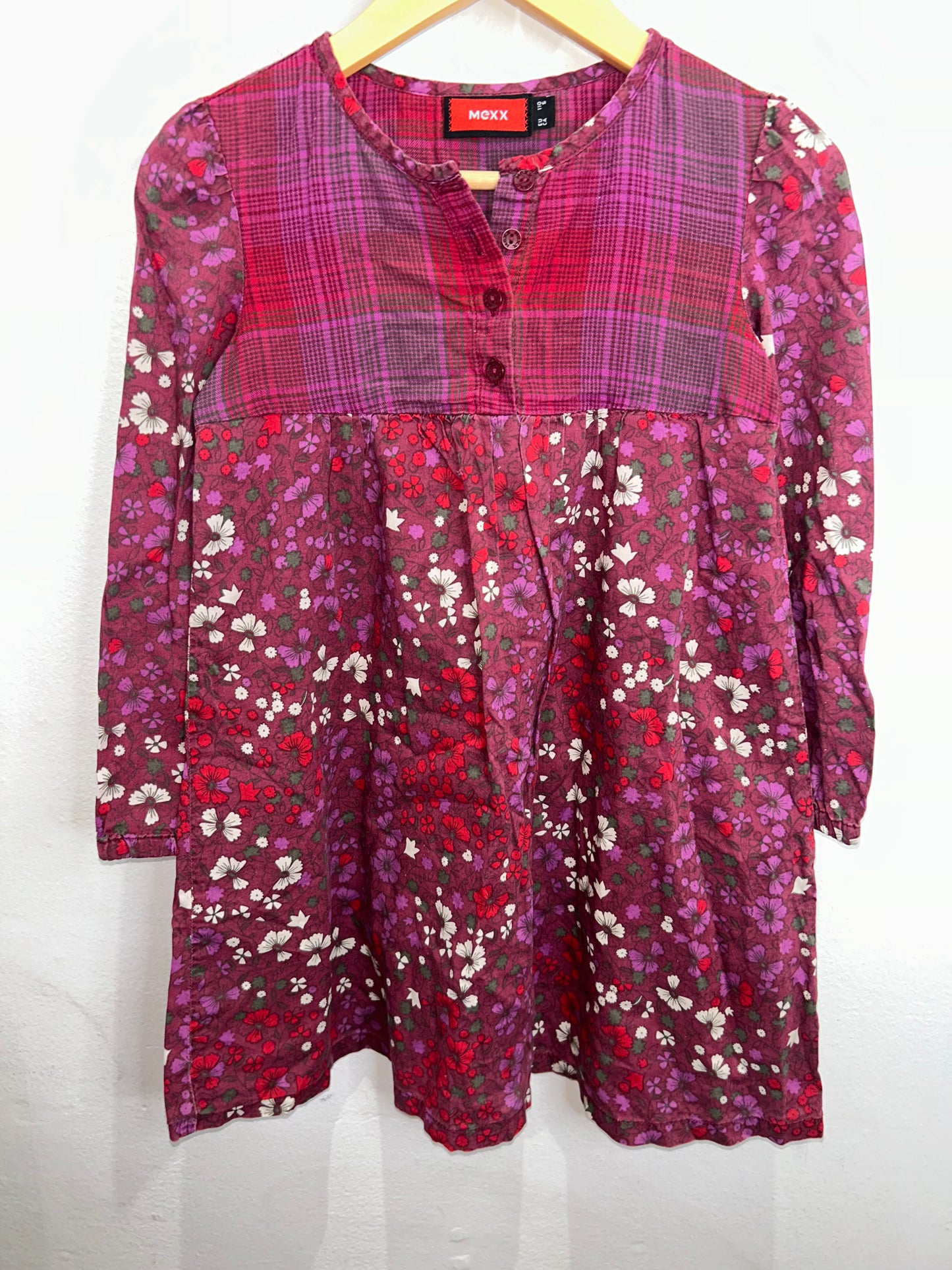 Burgundy print dress 5y