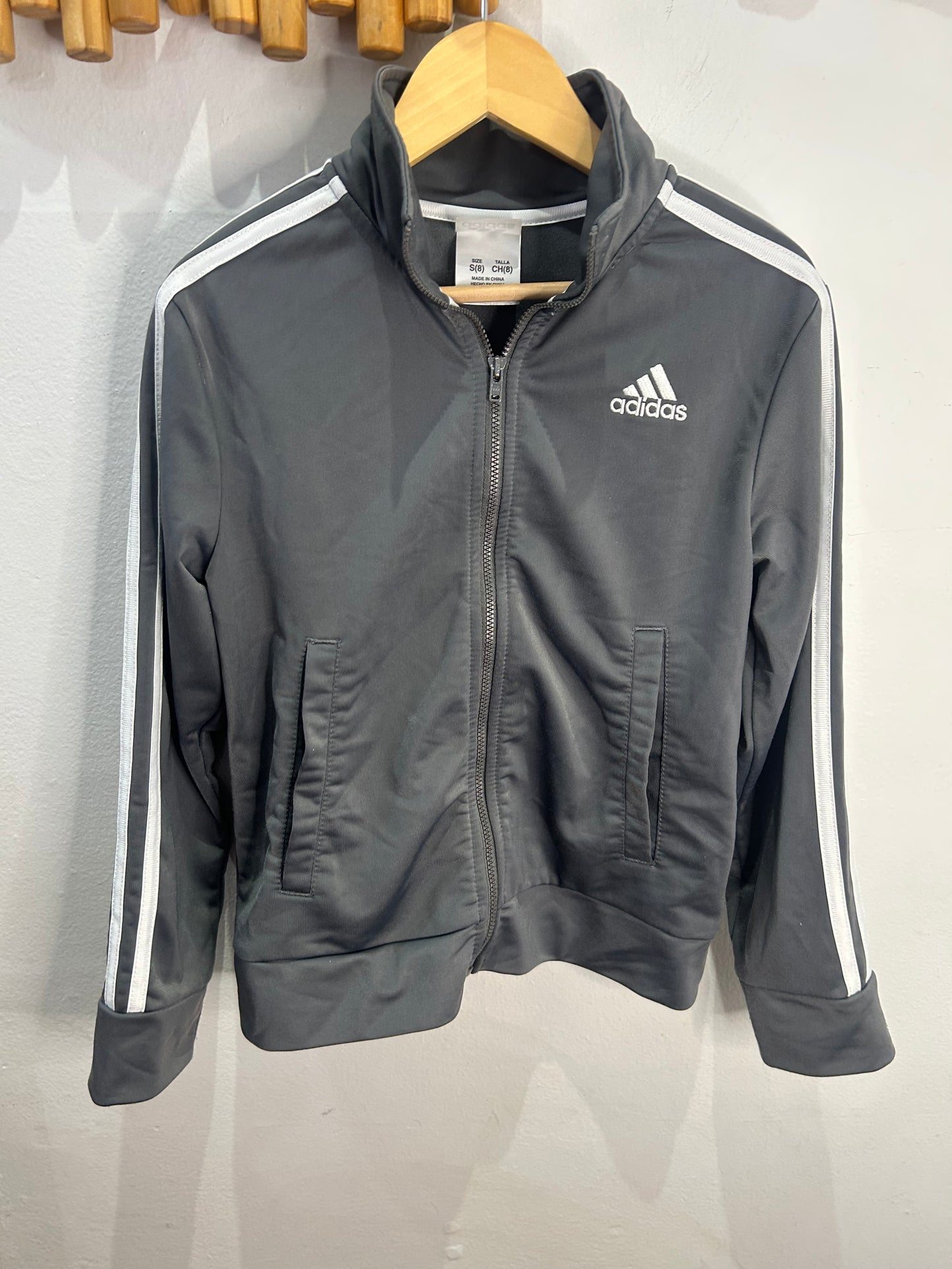 Grey Adidas zip-up 8y