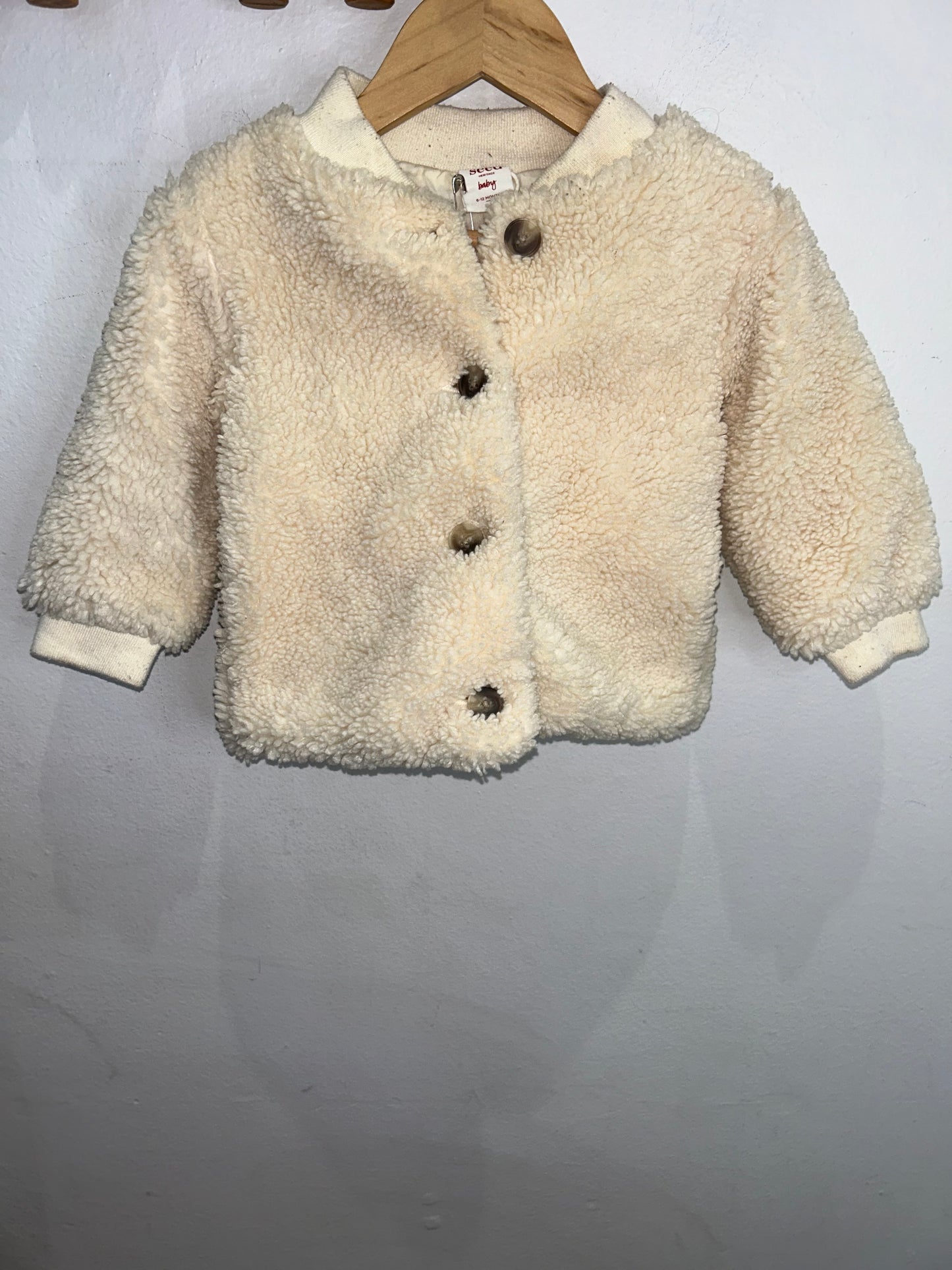 Cream teddy jacket 6-12m