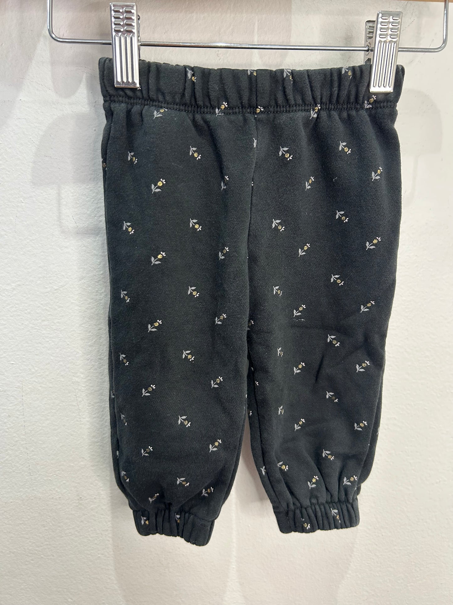 Black floral cotton set 6-12m