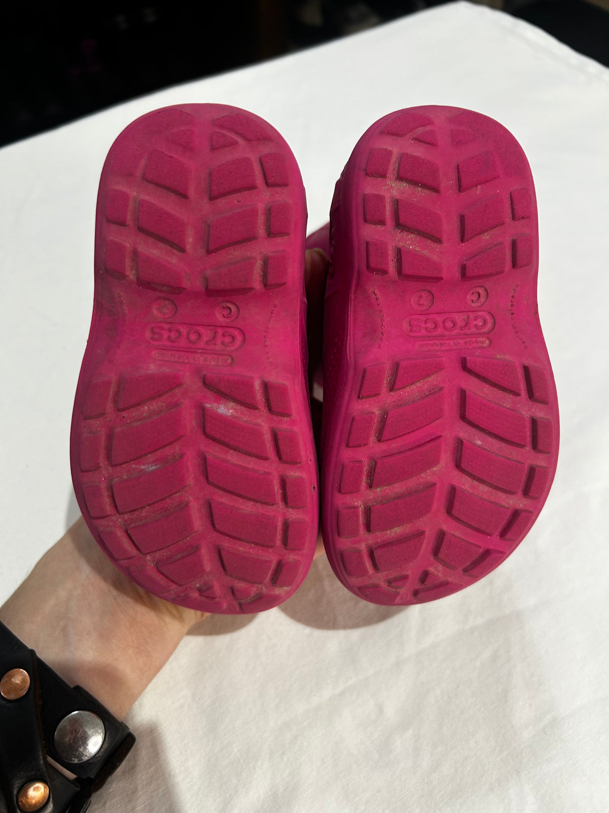 C7 pink crocs