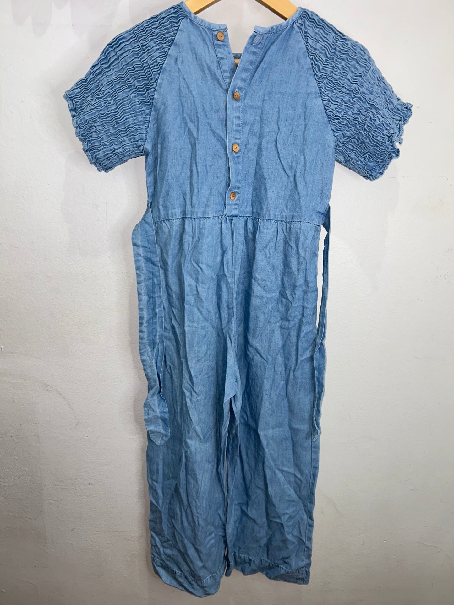 Chambray smocked romper 5-6y