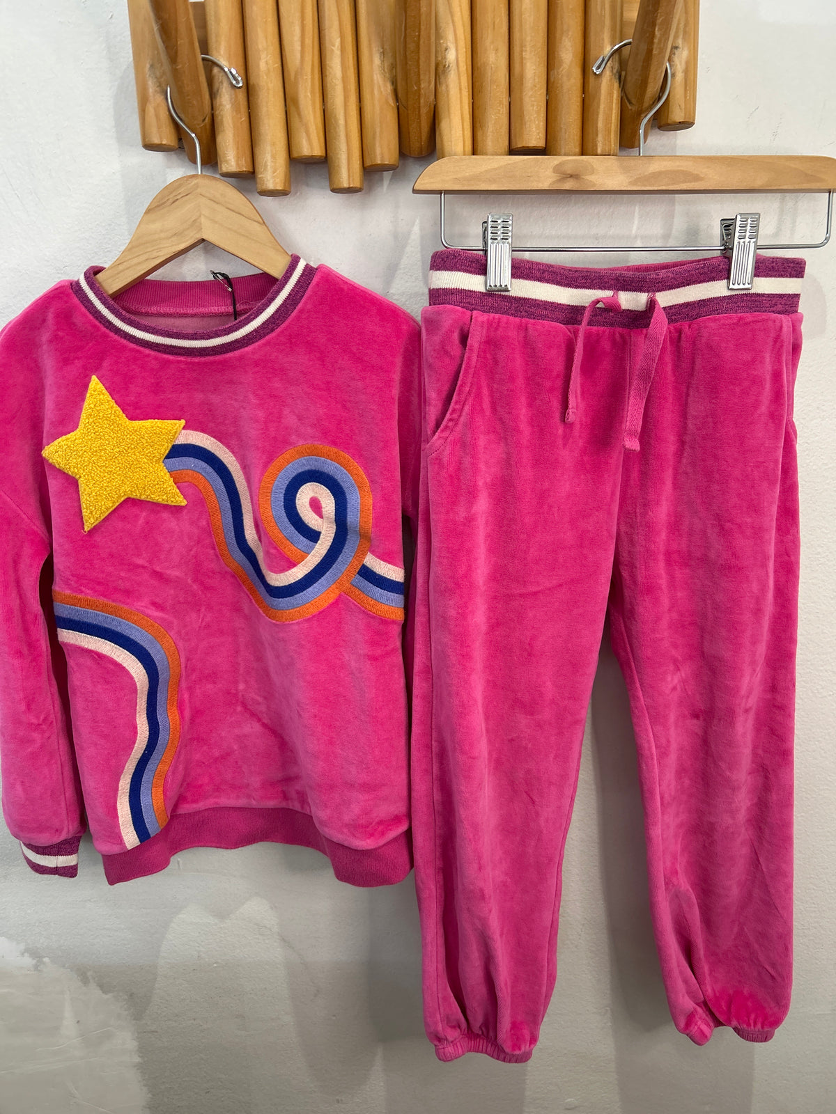 Pink rainbow velour set 5y