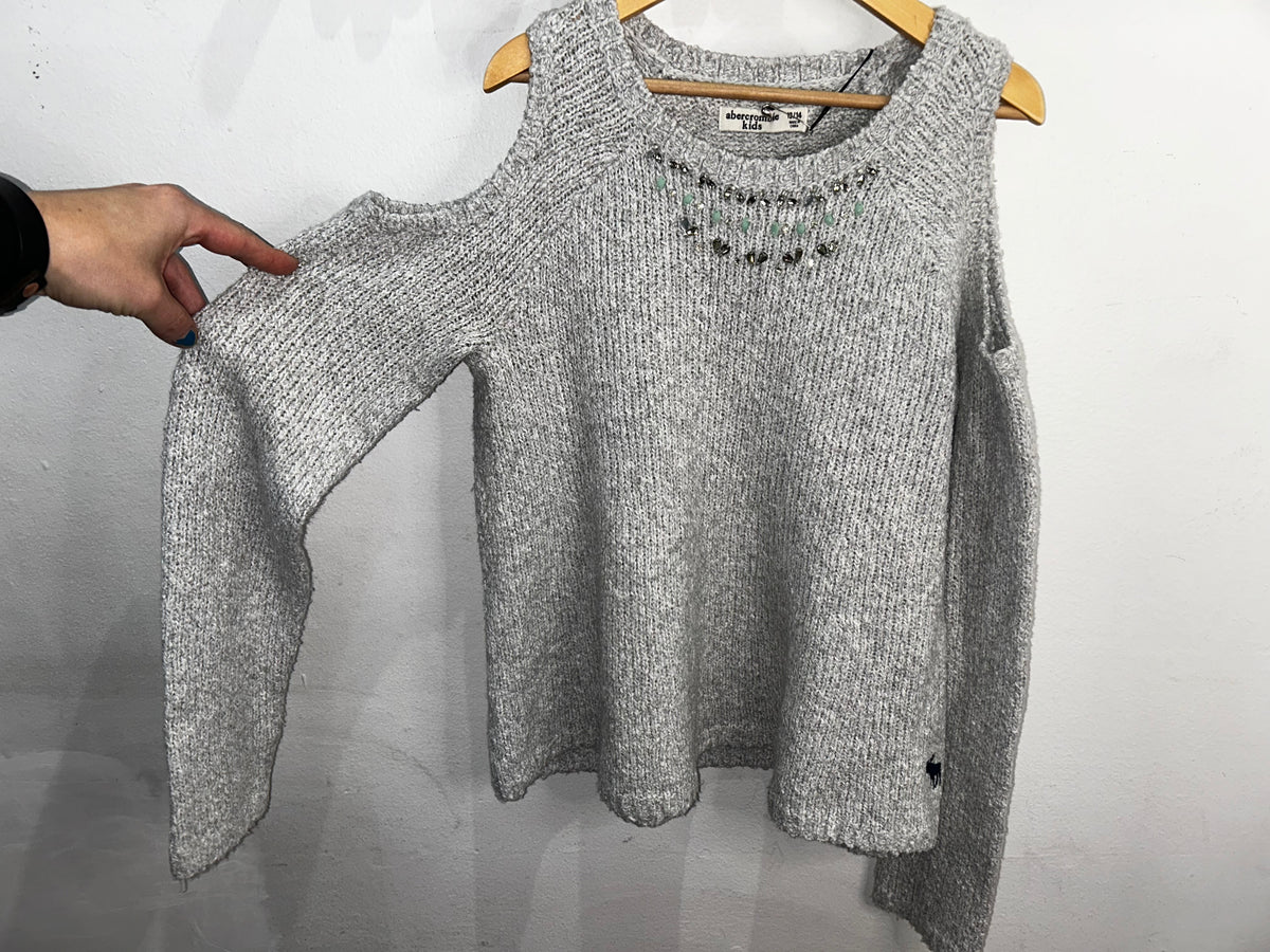 Cold shoulder grey sweater 13-14y