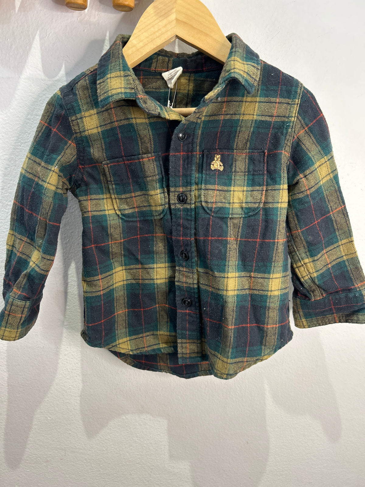 Green and mustard flannel shirt 18-24m
