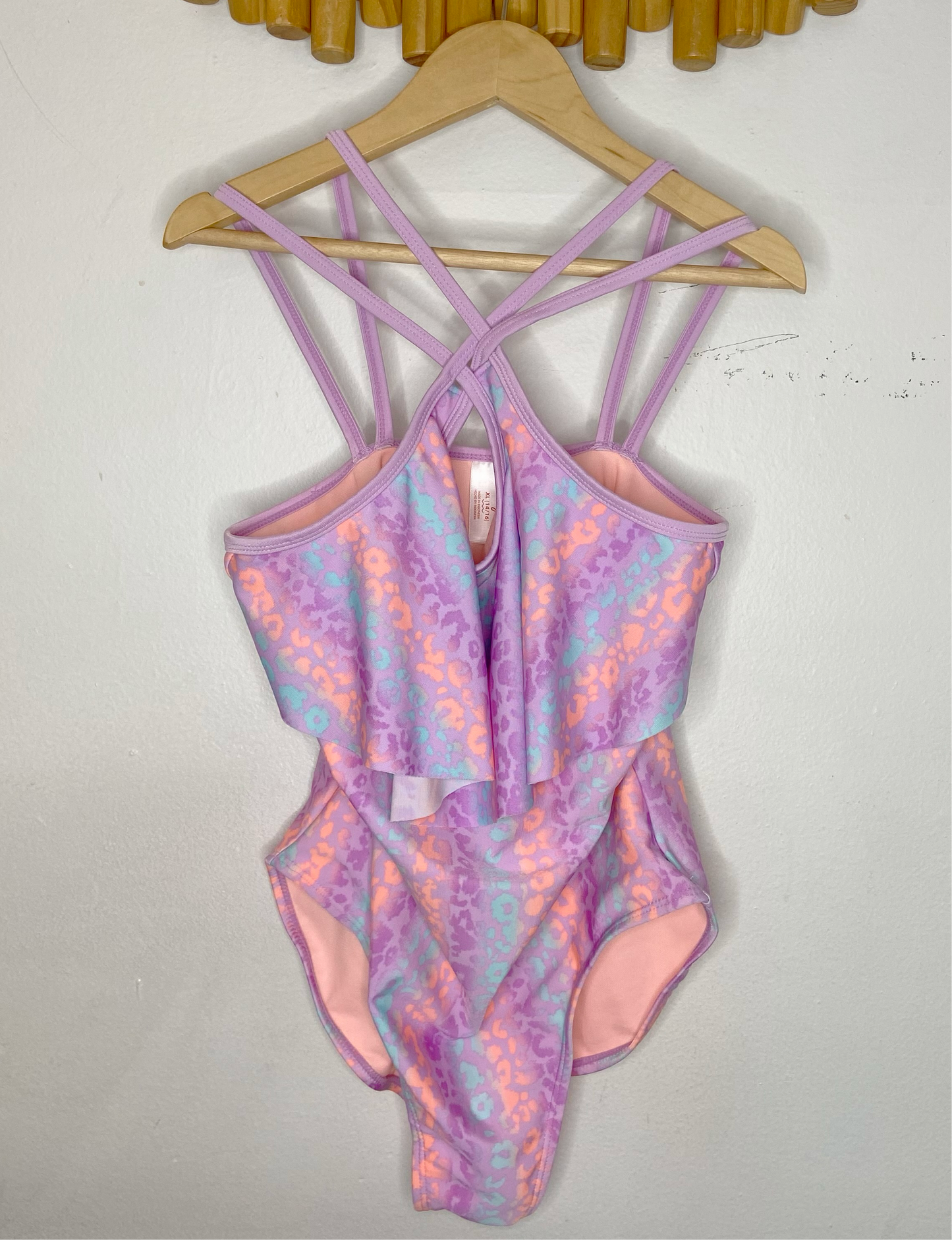 Neon animal print swimsuit 14-16y