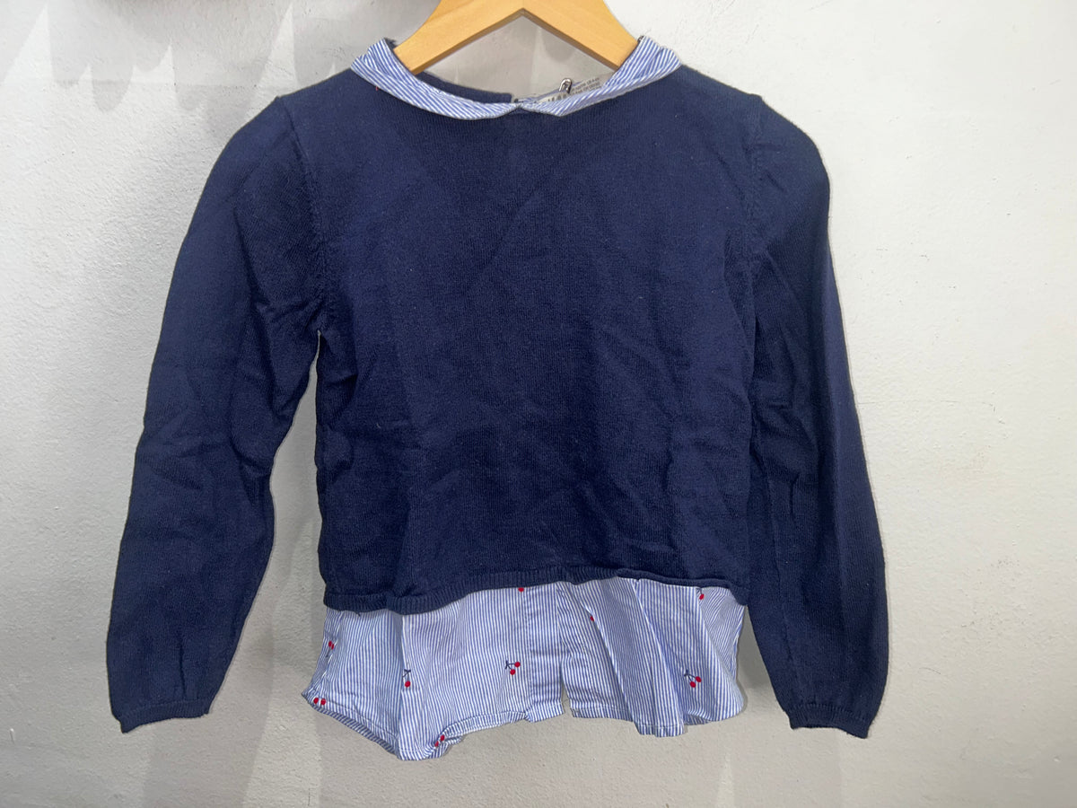 Shirt detail navy sweater 4-6y