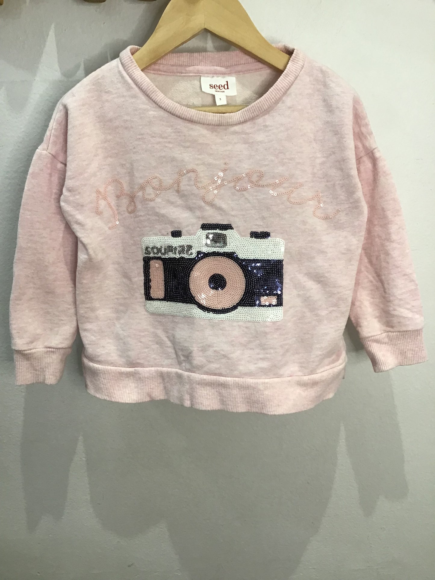 Sparkly camera pullover 3y