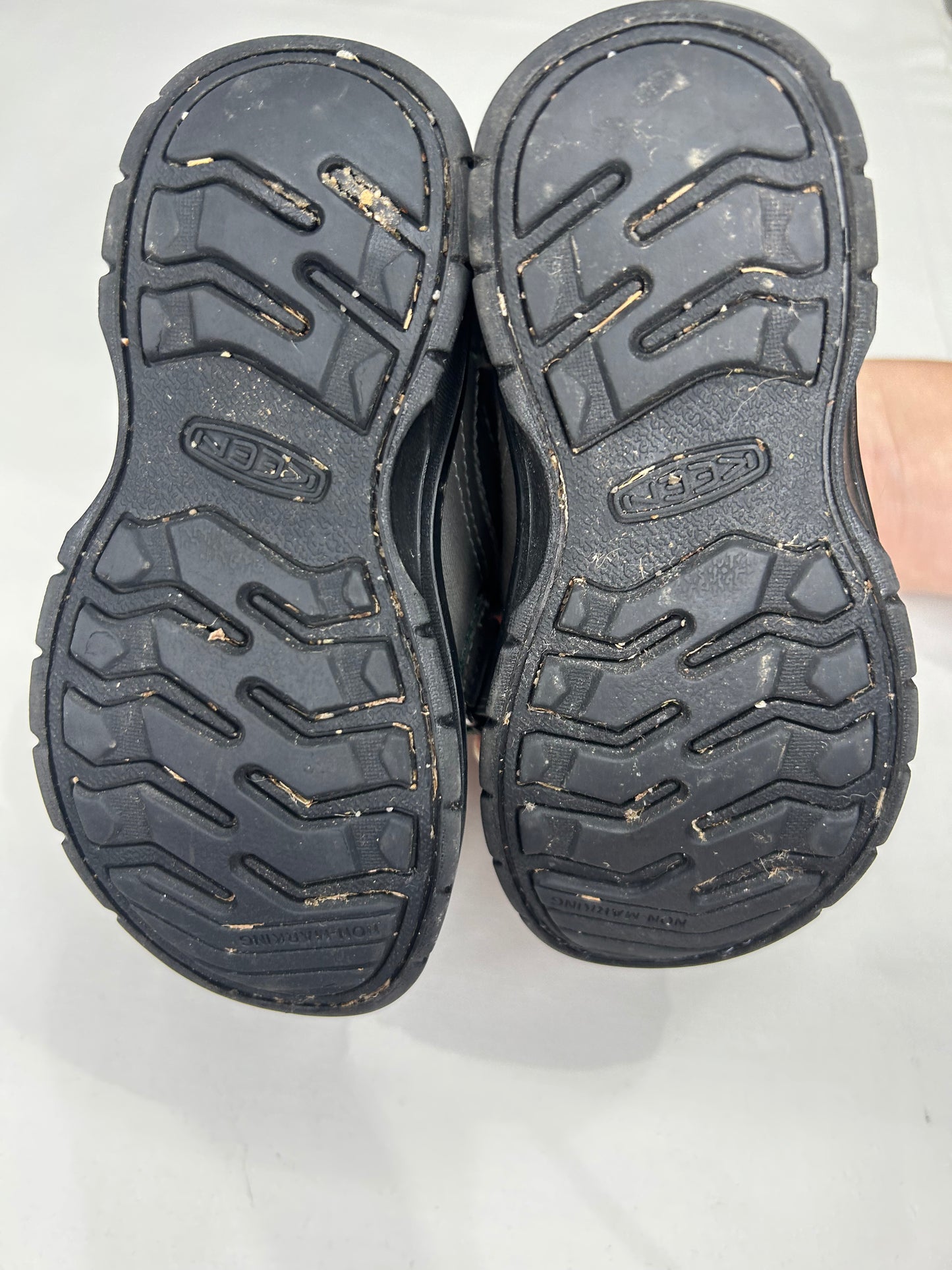 C8 grey Keens hiking books