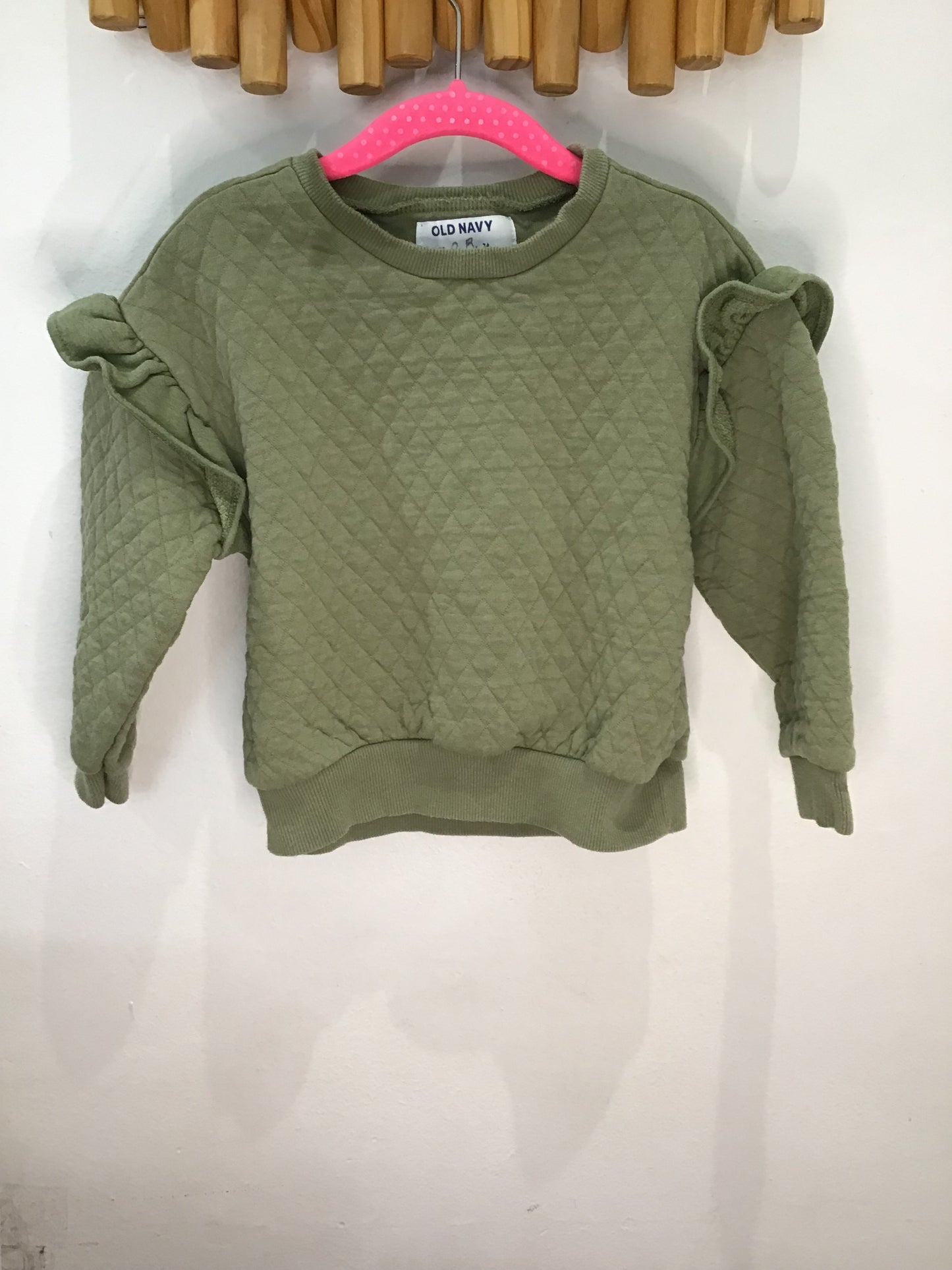 Pullover green quilted frills 3y