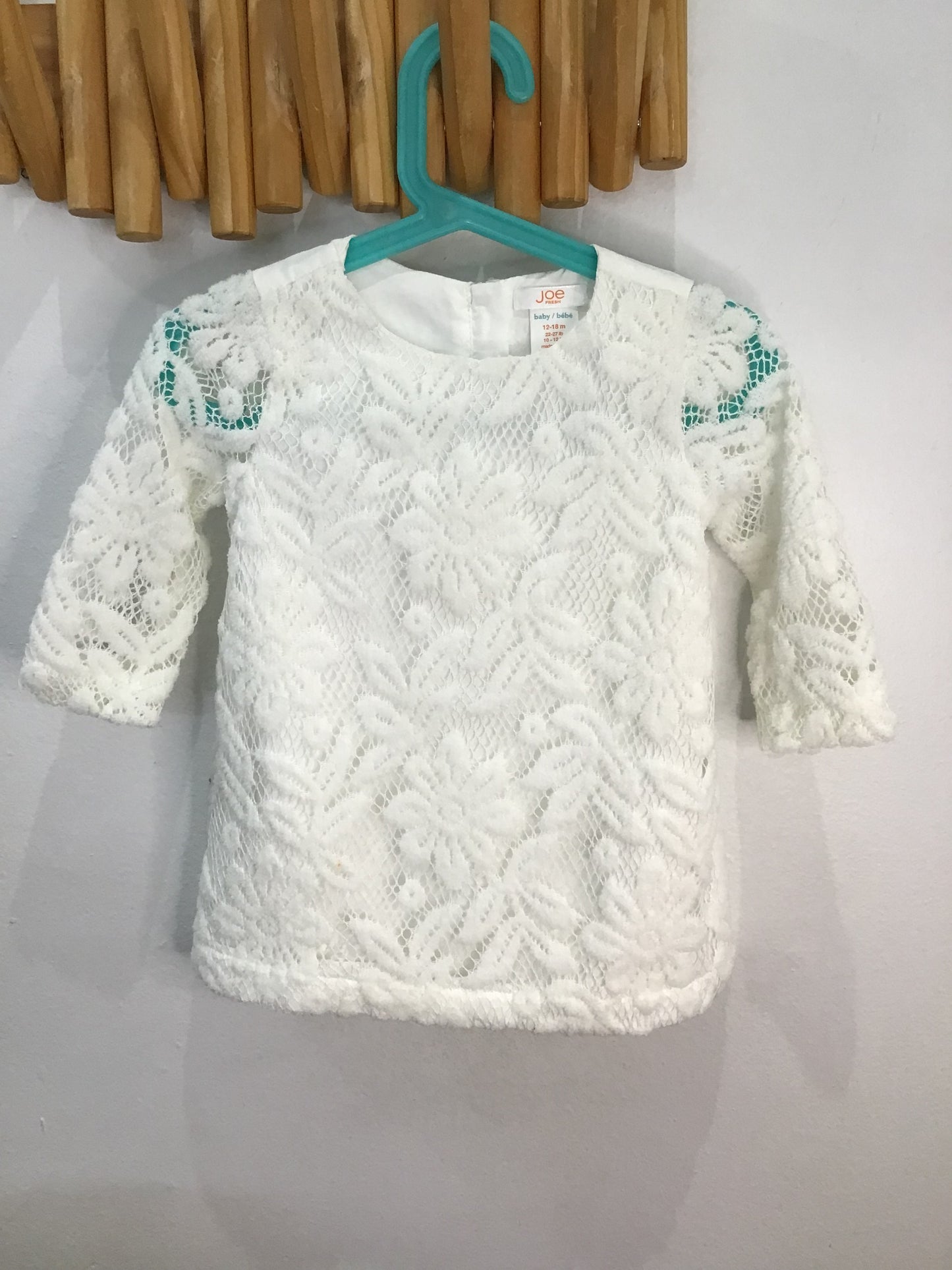 Dress white shift lace 12-18m