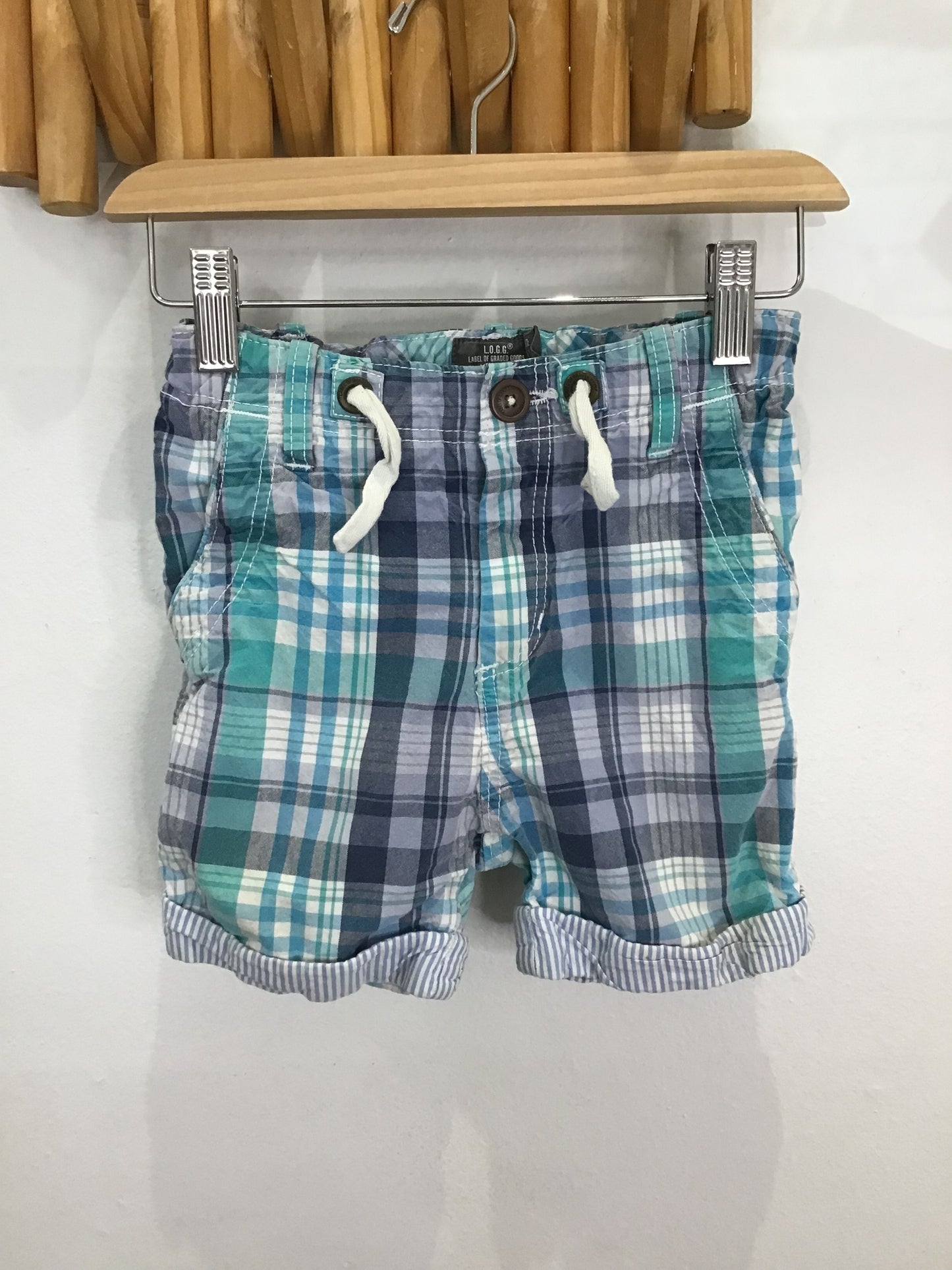 Checkered blue shorts 18-24m
