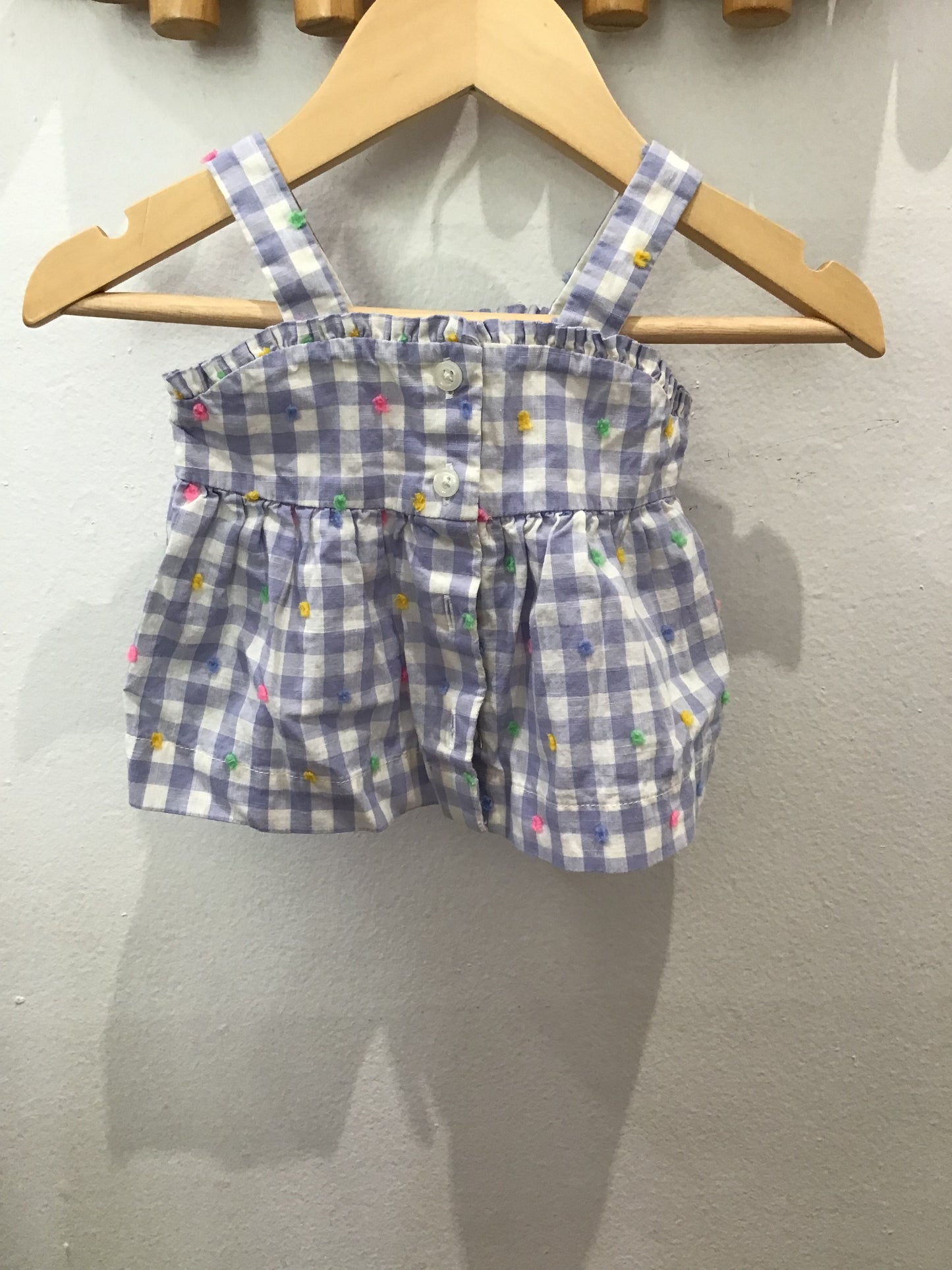 Blue checkered tanktop 0-3m