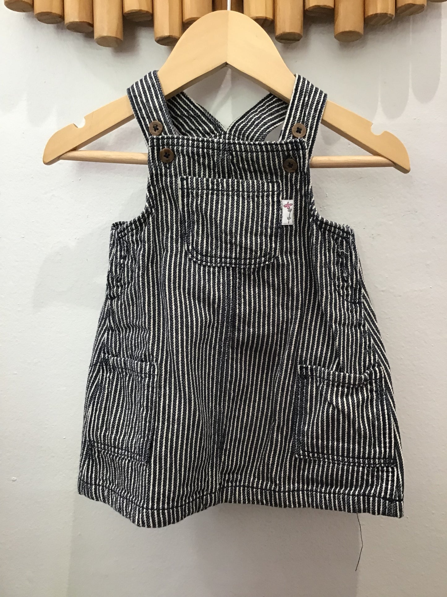 Denim striped pinafore 9-12m